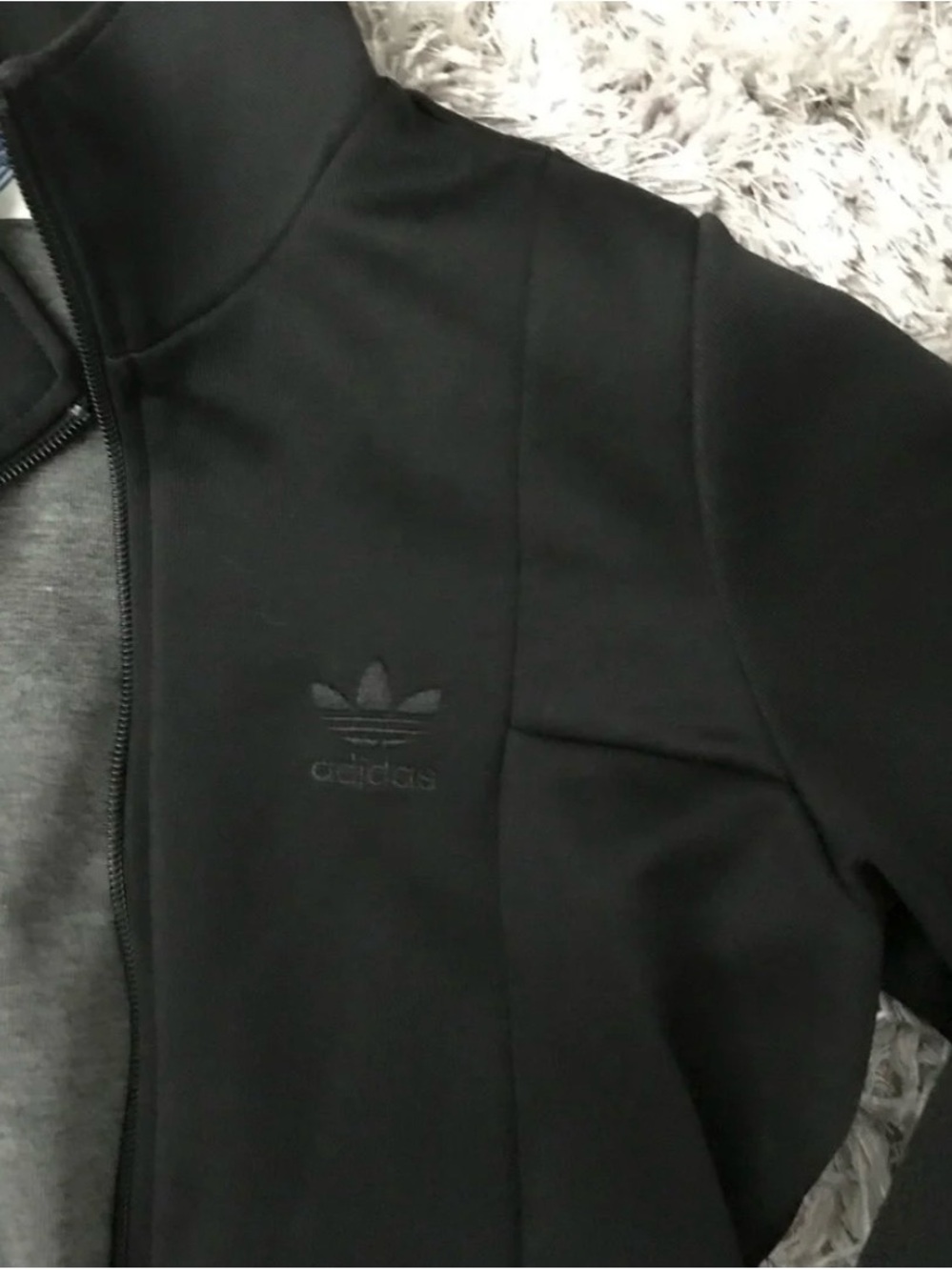 adidas Black Track Jacket with Multicolor Trefoil Sleeve - Picture 3 of 5